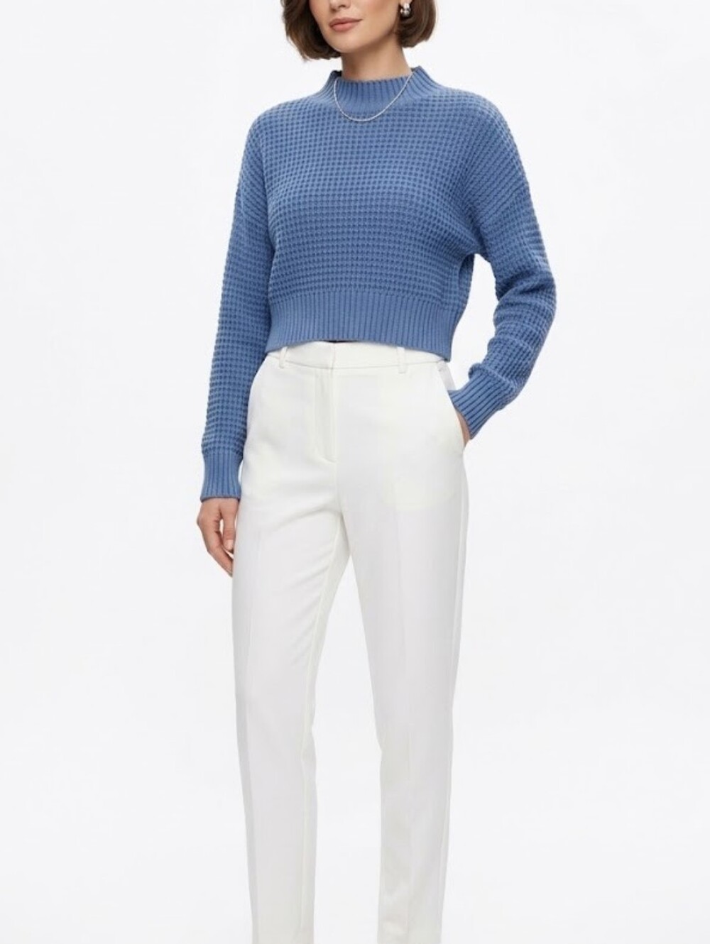 L.A. Hearts Cropped Knit Sweater in Blue Size Small  Size S